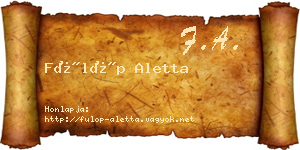 Fülöp Aletta névjegykártya
